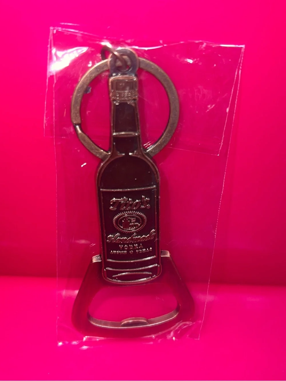 Handmade Vodka Silver Luggage Tag & Bottle Opener Keychain Set